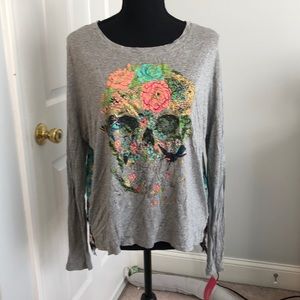 Floral Skull Print Top